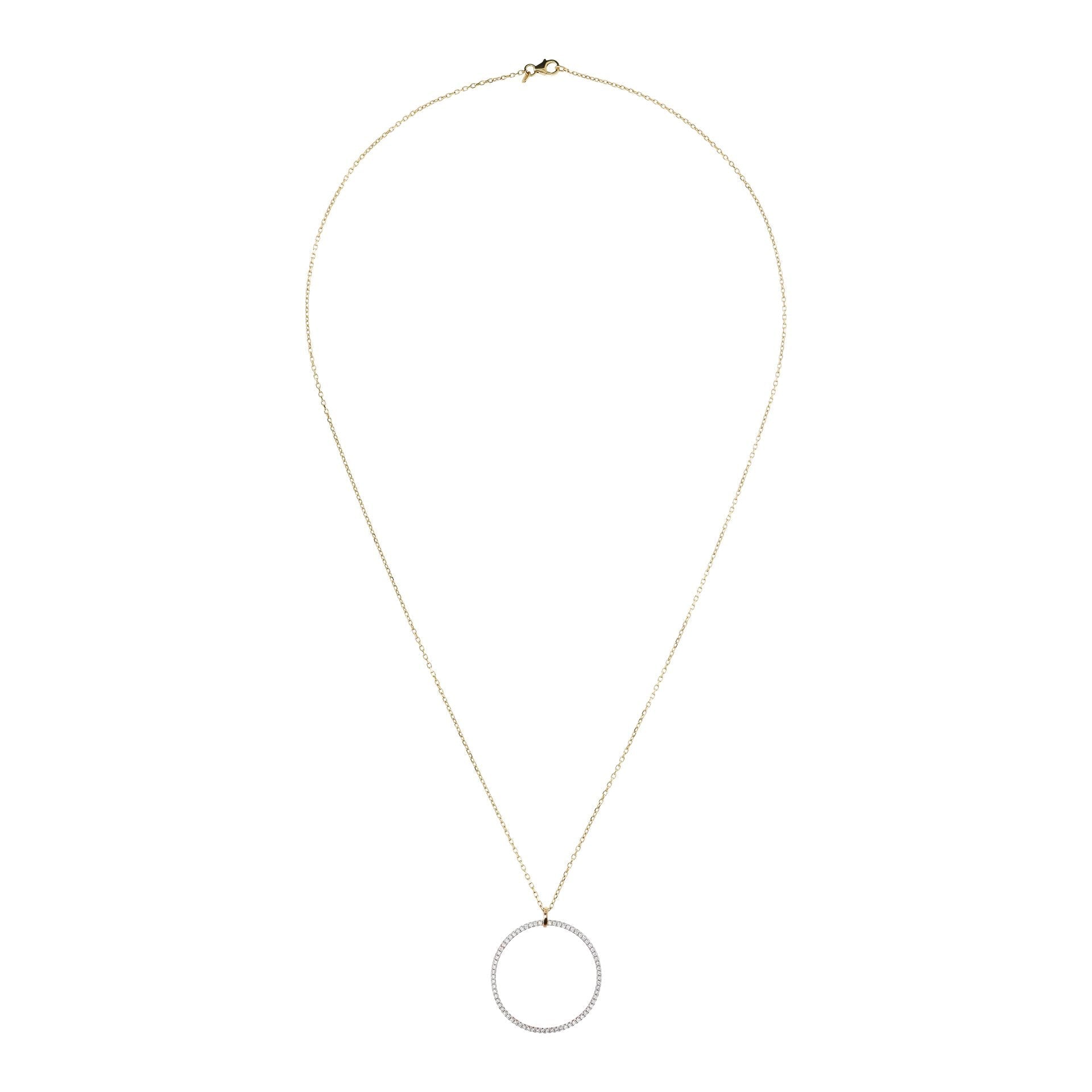 Bronzallure Pave Open Circle Pendant Golden Necklace