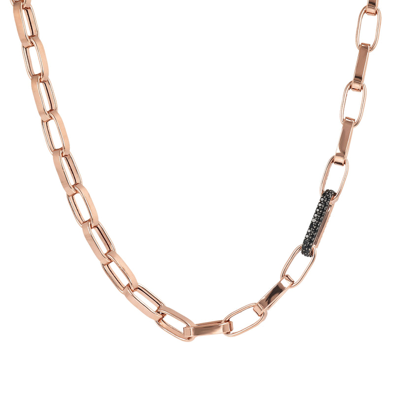 Bronzallure Bold Forzatina Chain Necklace with Pave Detail