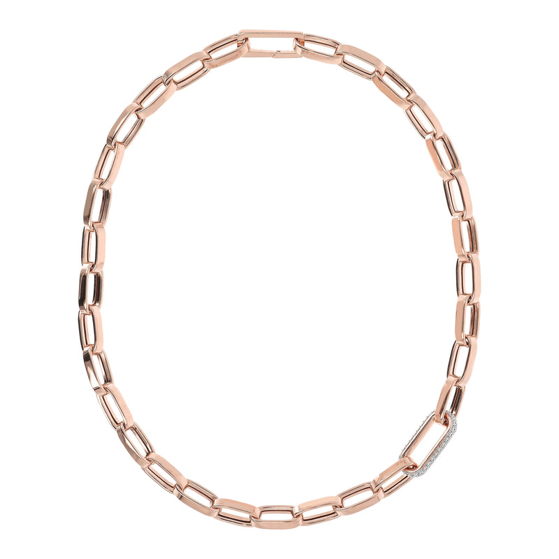 Bronzallure Bold Forzatina Chain Necklace with Pave Detail