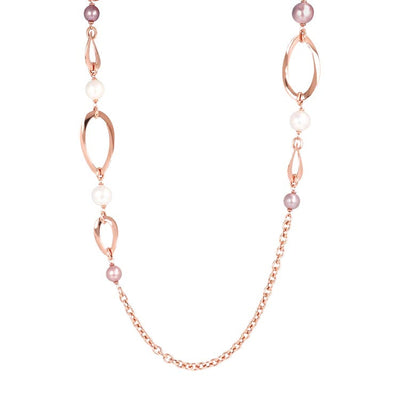 Bronzallure Maxima White Pearl Rose Necklace 91.4cm