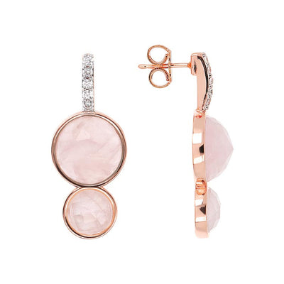 Bronzallure Preziosa Rose Quartz/CZ Earrings