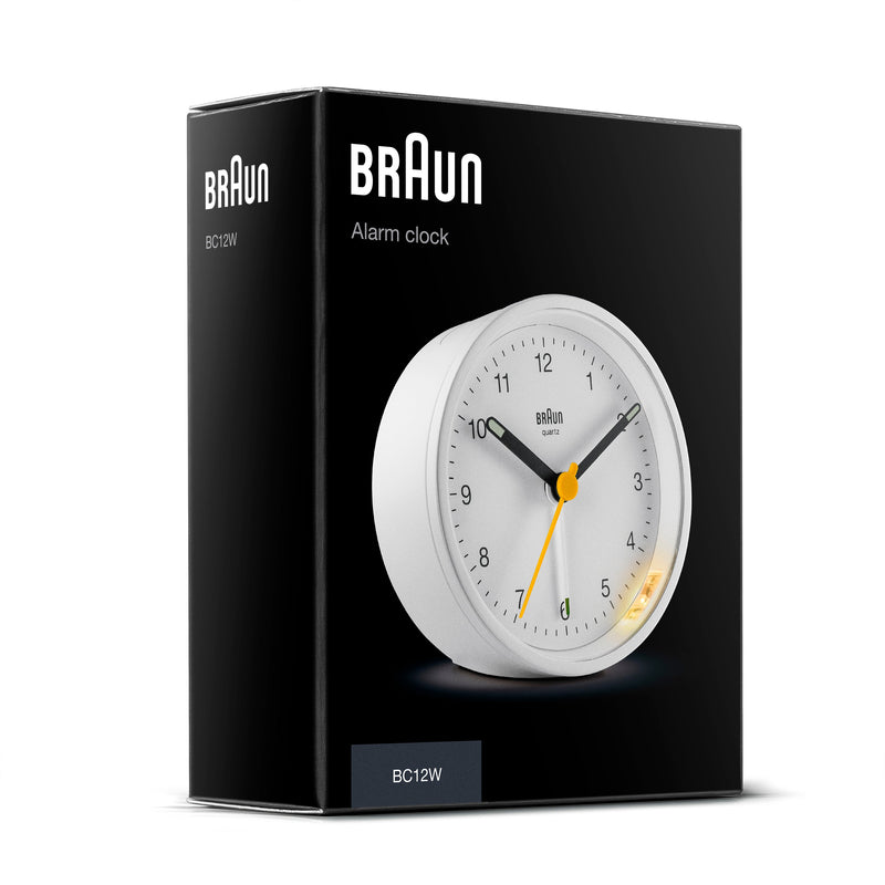 Braun Classic Analogue Alarm Clock White BC12W