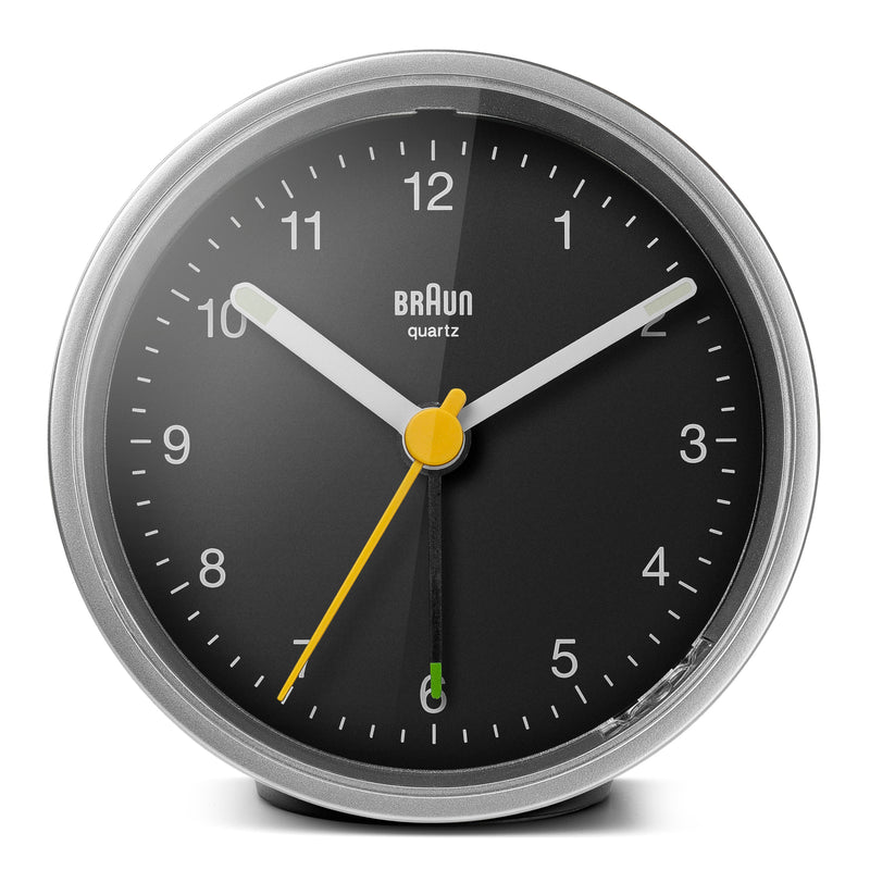 Braun Classic Analogue Alarm Clock Silver BC12SB