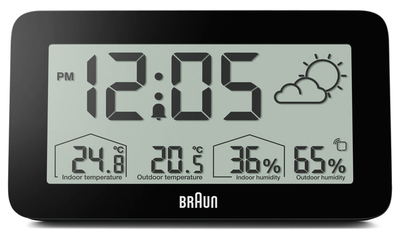 Braun Digital Weather Station Clock Black