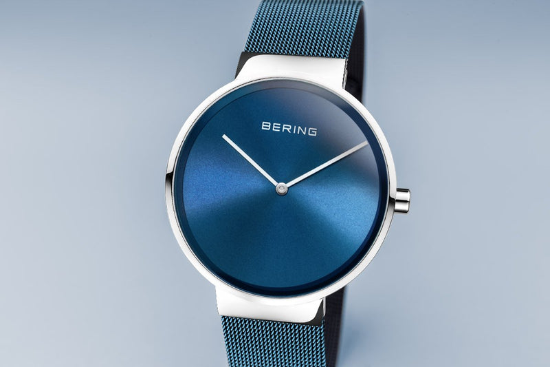 Bering Classic Polished Silver Ice Blue Watch