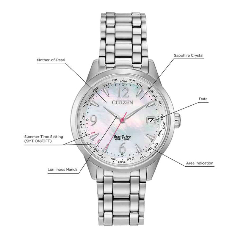 Citizen Silver World Time Classic Watch FC8001-87D