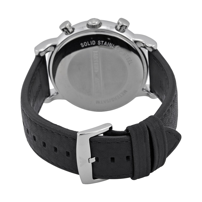 Emporio Armani Classic Black Leather Quartz With White Dial Mens