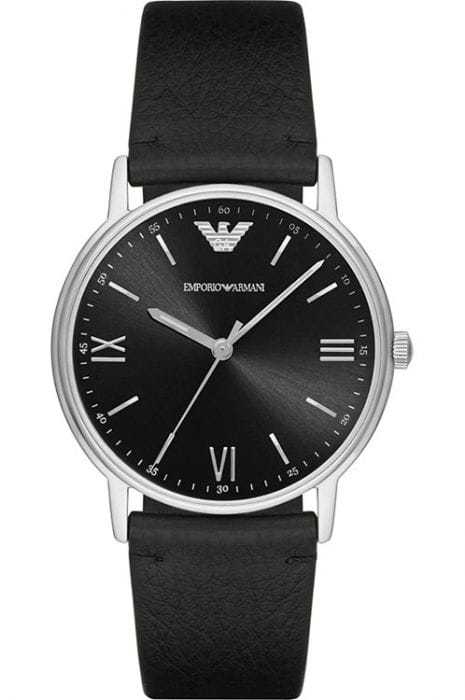 Emporio Armani Men's Stylish Black Leather Watch AR11013