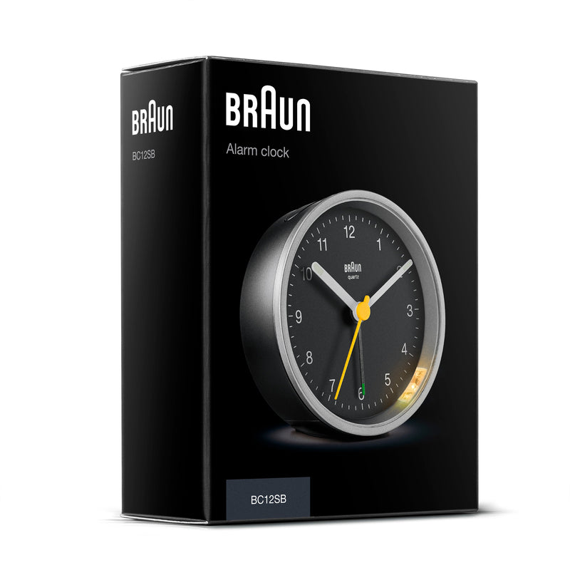 Braun Classic Analogue Alarm Clock Silver BC12SB