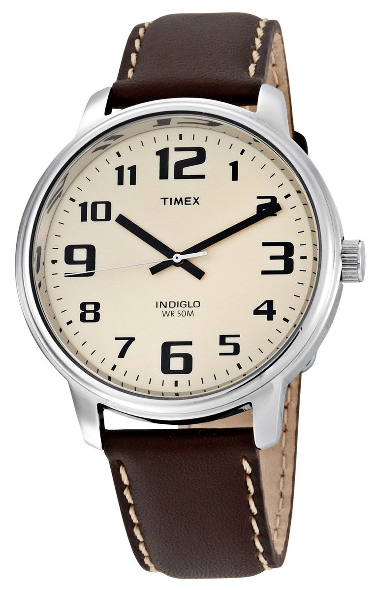 Timex Easy Reader Bold Brown Leather Strap Men's Watch T28201