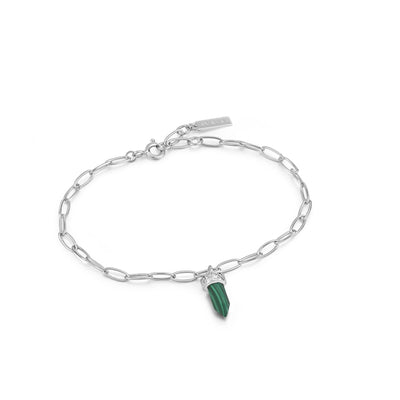 Silver Malachite Point Pendant Bracelet