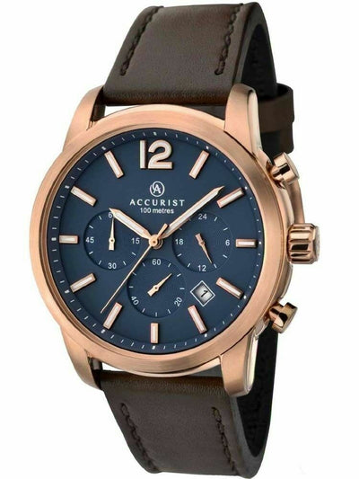Accurist Chronograph Rose Gold Plated Strap Mens Watch