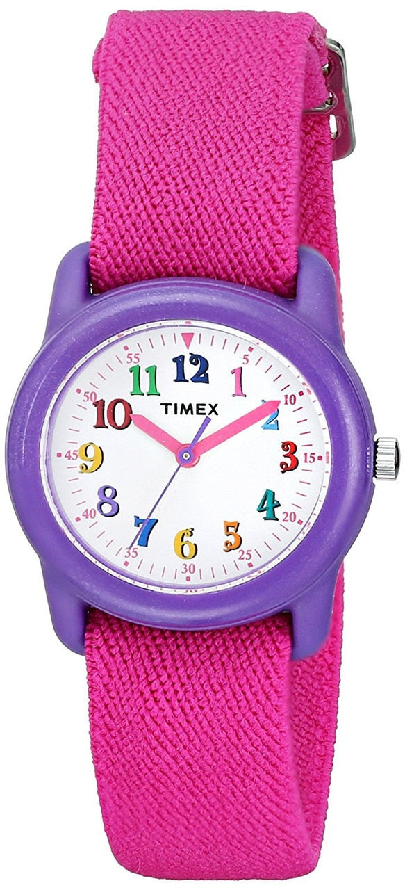 Timex Tw7B99400 Purple Resin Analog With Pink Elastic Fabric Strap Kids Watch