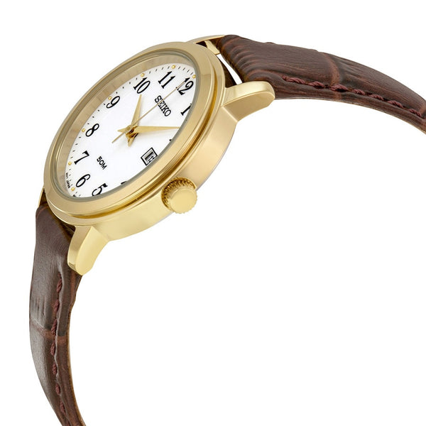 Seiko White Dial Leather Ladies Watch – Watch Direct