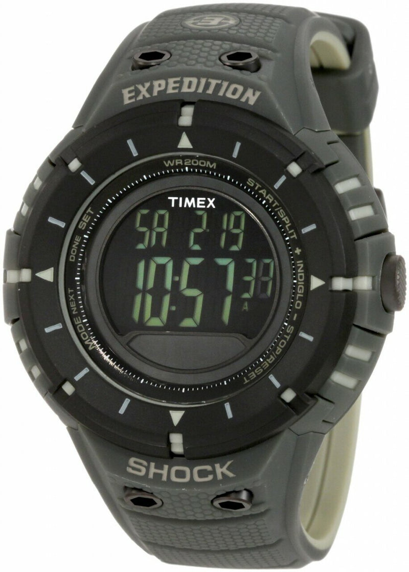 Timex Expedition Trail Series Shock Digital Compass Black/Green Resin Strap T49612 - Mens Watch