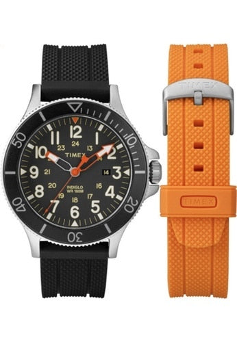 Timex Allied Orange + Black Rubber Band Mens Watch Twg017900