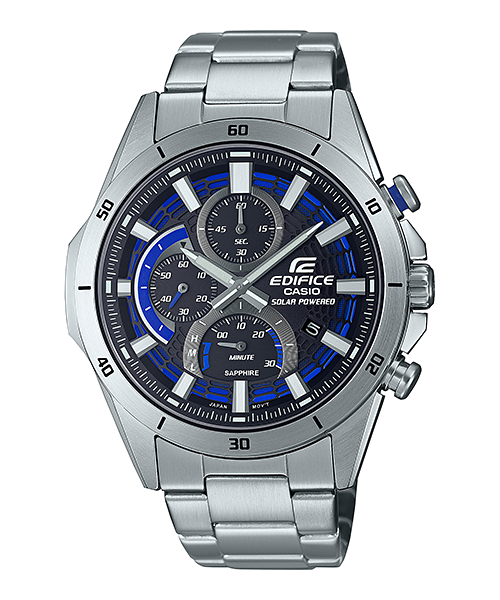 Casio Edifice Black with Blue Dial Chronograph Metal Band Watch EFSS610D-1A