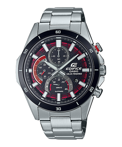 Casio Edifice Black with Red Dial Chronograph Metal Band Watch EFSS610DB-1A