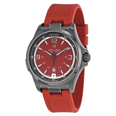 Victorinox 241717 Swiss Army Mens Night Vision Red Rubber Strap Watch