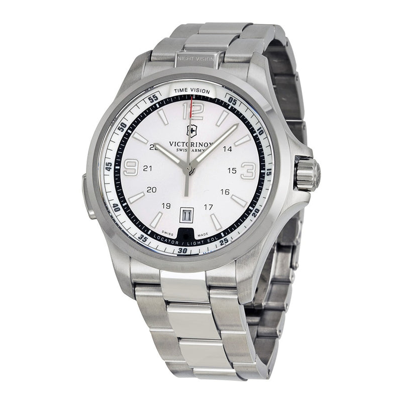 Victorinox Mens 241571 Night Vision Analog Display Swiss Quartz Silver Watch
